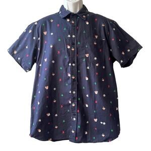 Eighty-Eight Brand Santa Elves and Reindeer Christmas Print Shirt Size XL